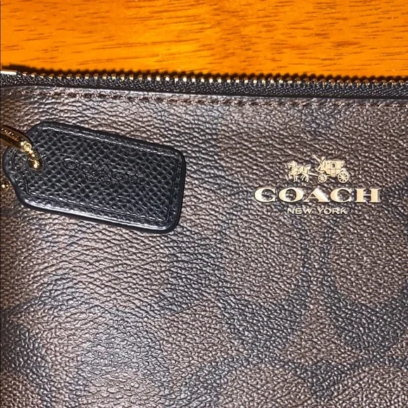 Coach Black and Brown Wristlet with Gold Accents - Picture 2 of 7